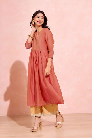 Red Block Printed Pure Silk Cotton Kurta Set thumbnail image number null