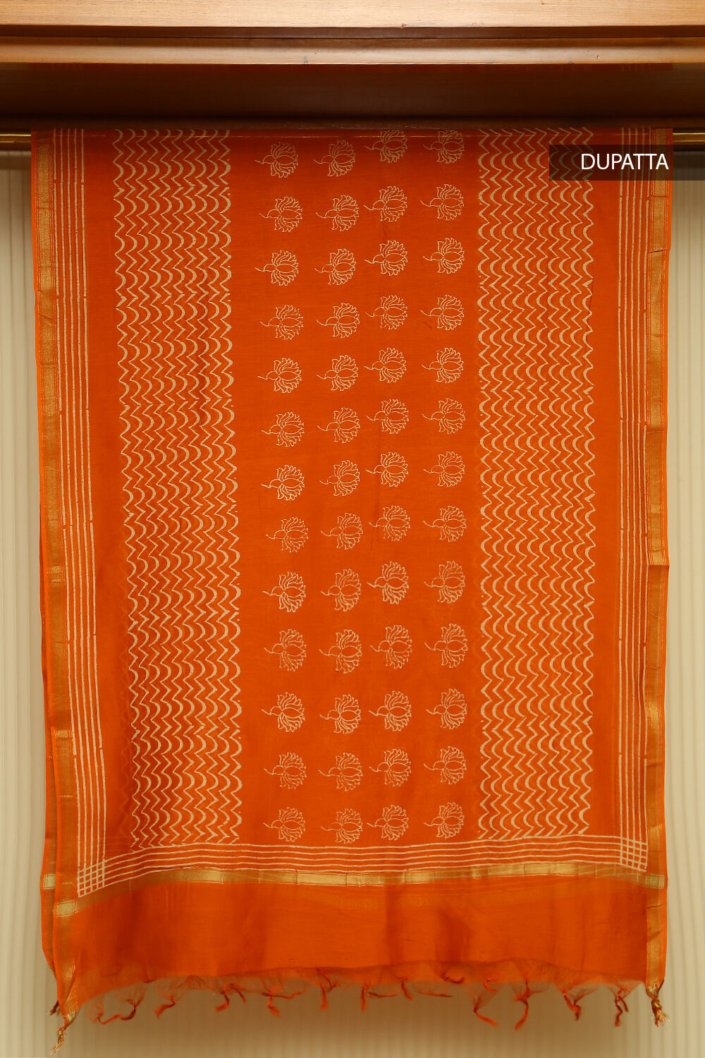Brown Block Printed Pure Silk Cotton Suit Set image number null