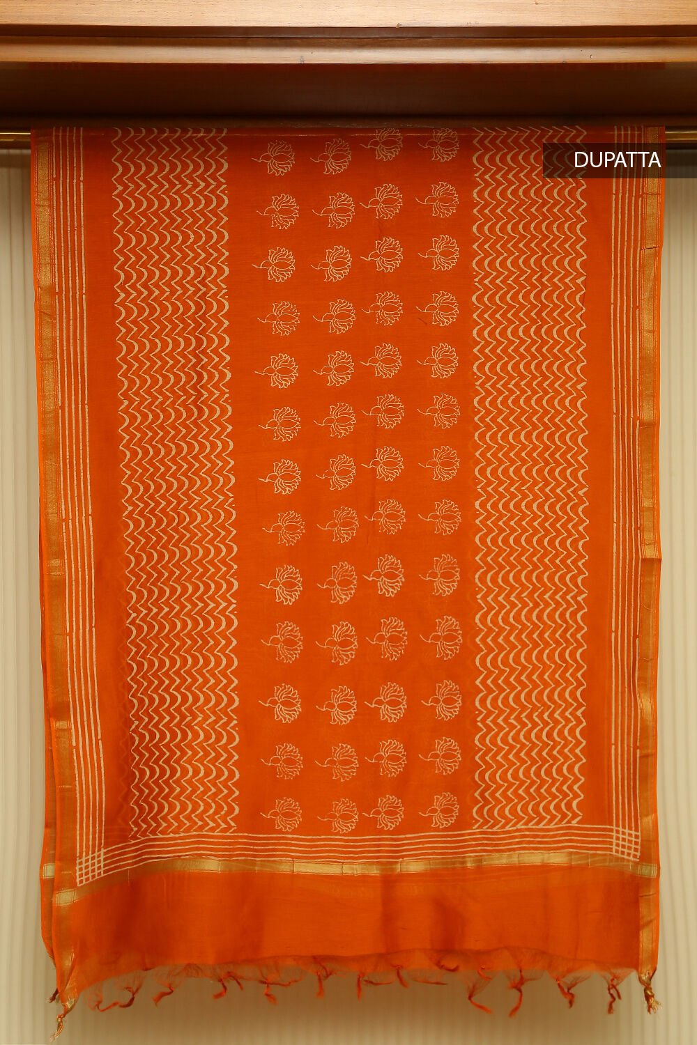 Brown Block Printed Pure Silk Cotton Suit Set image number null