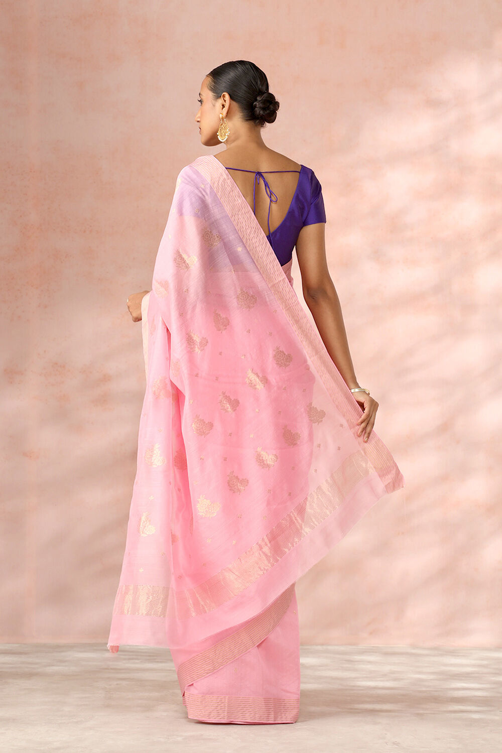 Pink Chanderi Pure Silk Cotton Woven Saree image number null