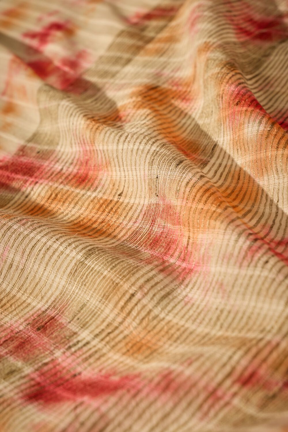 Pink Silk Modal Tie & Dye Saree image number null