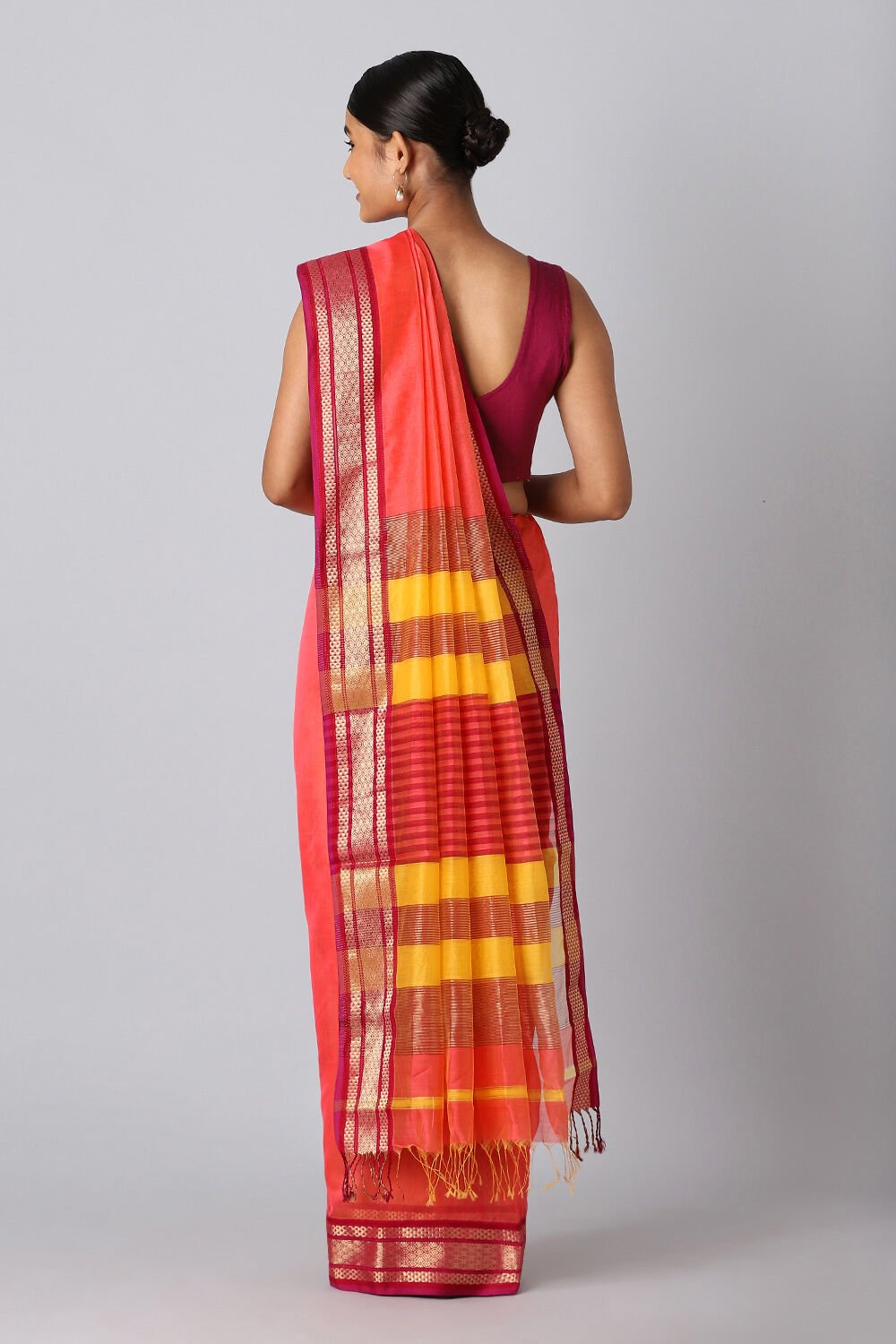 Pink Pure Silk Cotton Maheswari Saree image number null