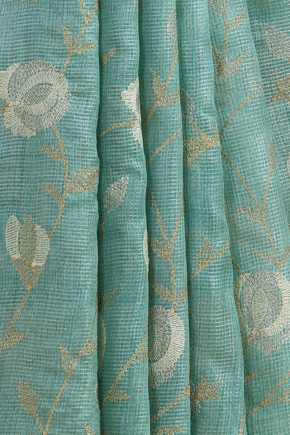 Green Pure Tussar Embroidered Saree image number null
