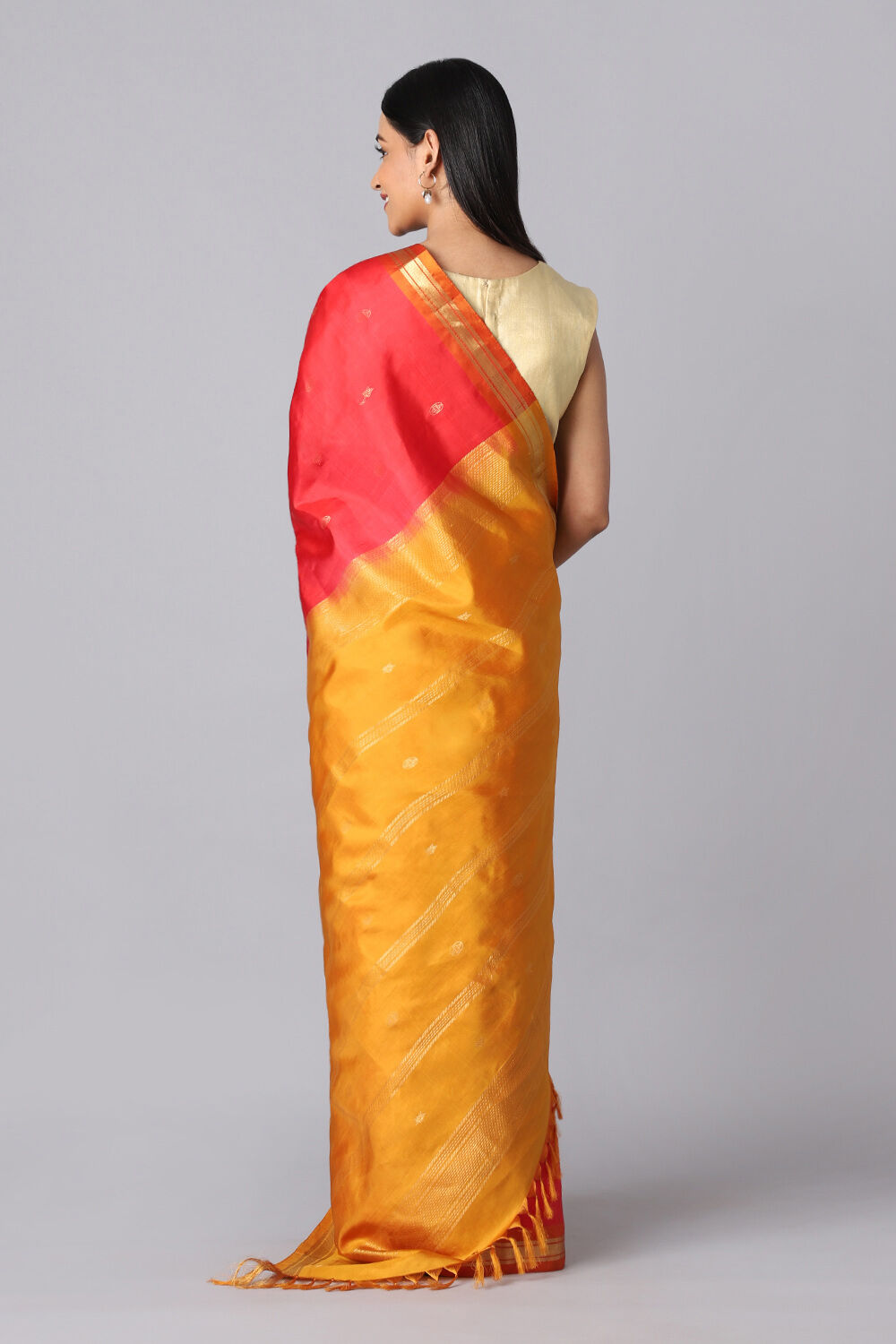 Red Pure Silk Kanjivaram inspired Saree image number null