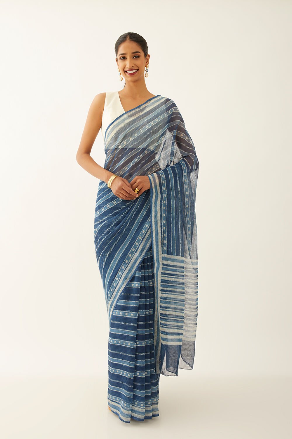 Blue Pure Kota Bagru Printed Saree image number null