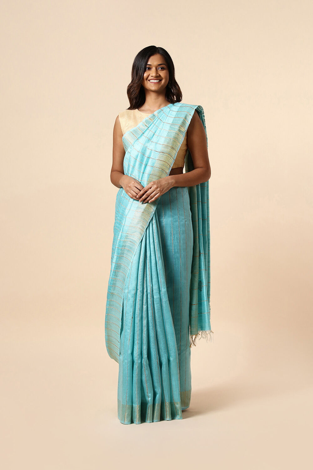 Light Blue Pure Khadi Silk Bhagalpuri Saree Taneira Online Store