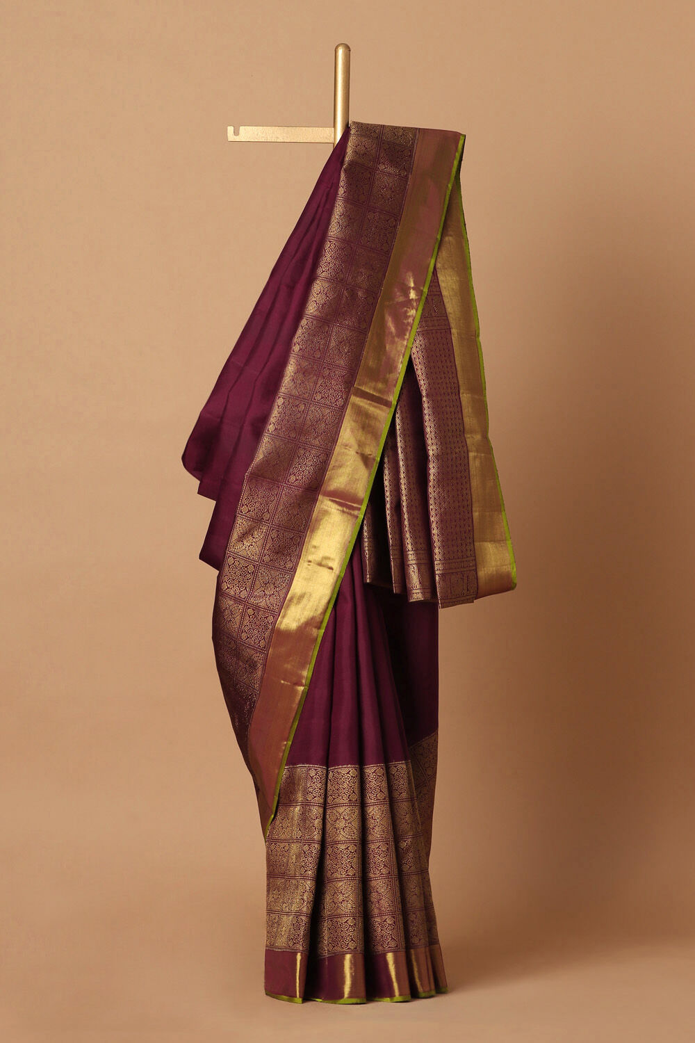 Brown Pure Silk Kanjivaram Saree image number null