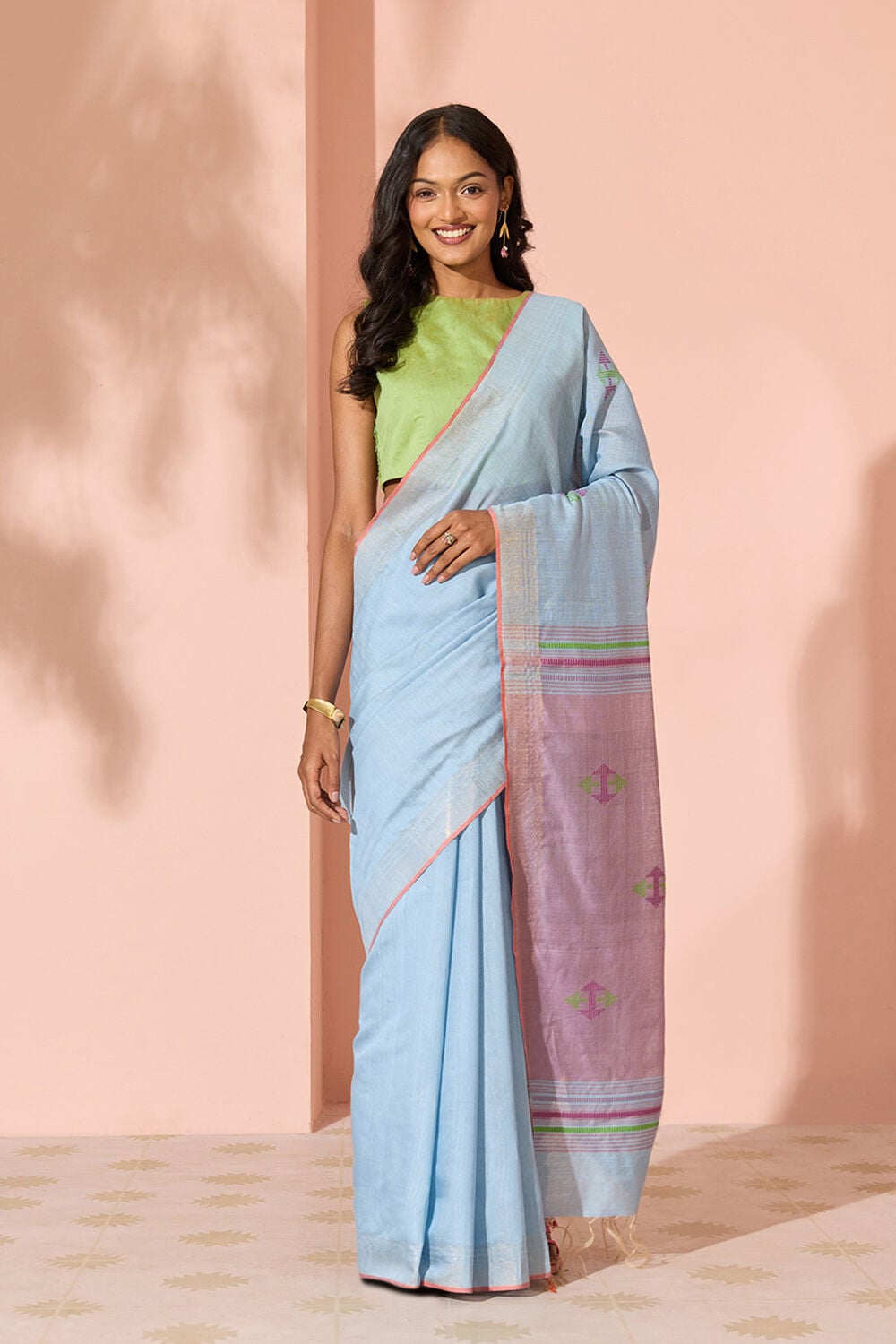 Light Blue Woven Silk Viscose Bhagalpur Saree image number null
