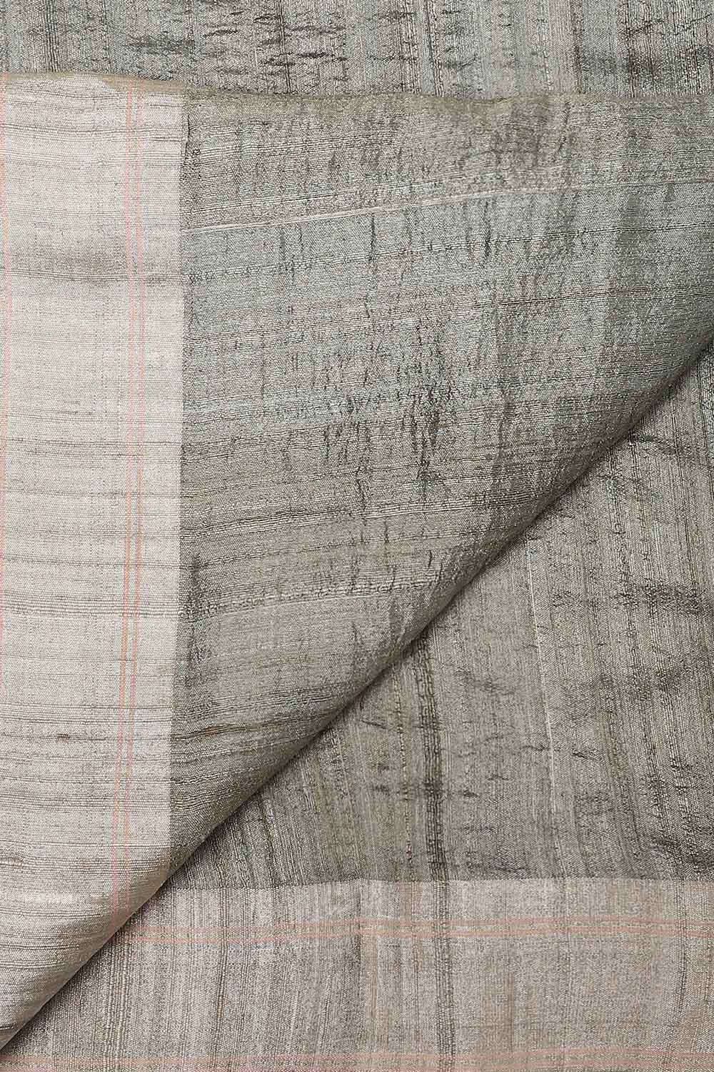 Grey Pure Silk Tussar Chanderi Saree image number null