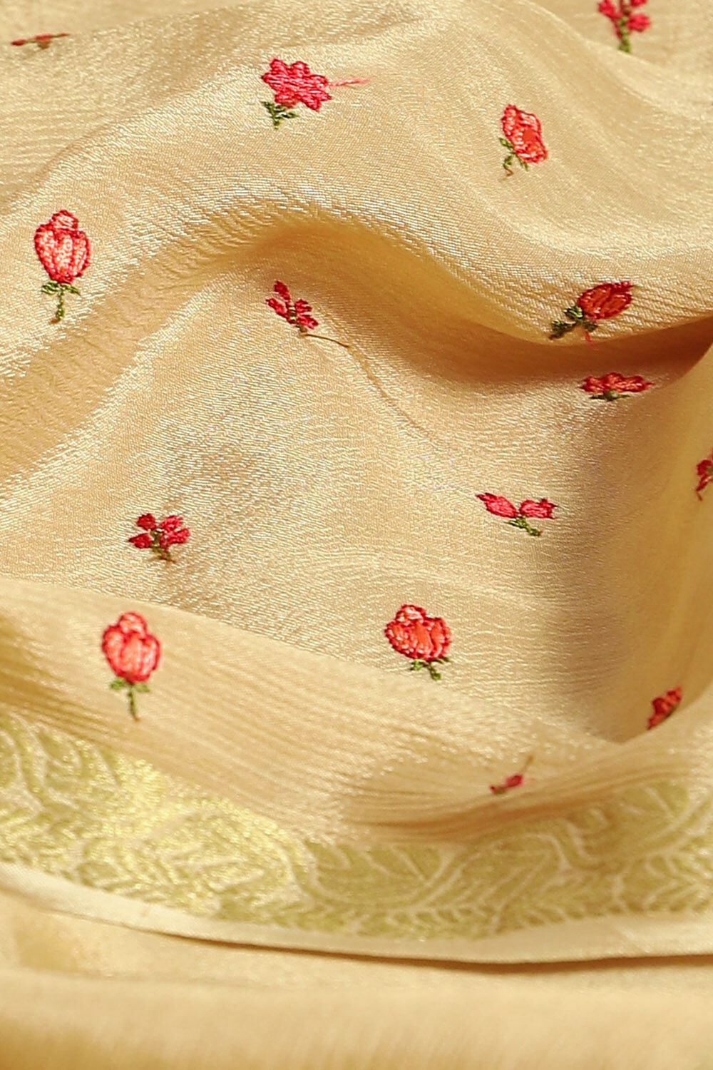 Beige Pure Viscose Embroidered Saree image number null