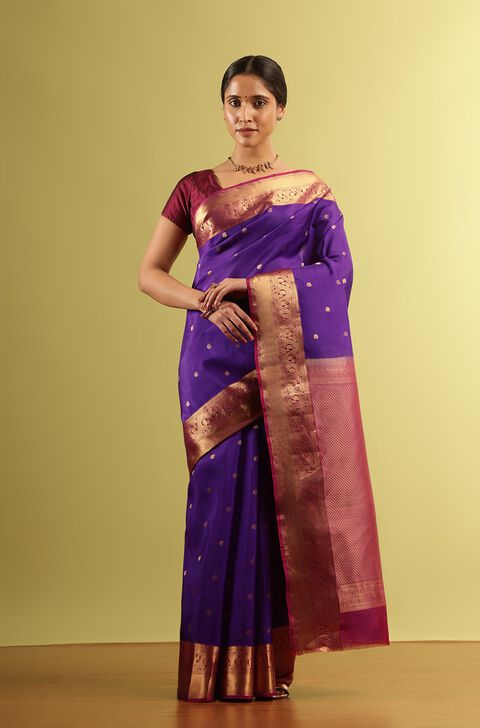 Violet Woven Silk Viscose Saree