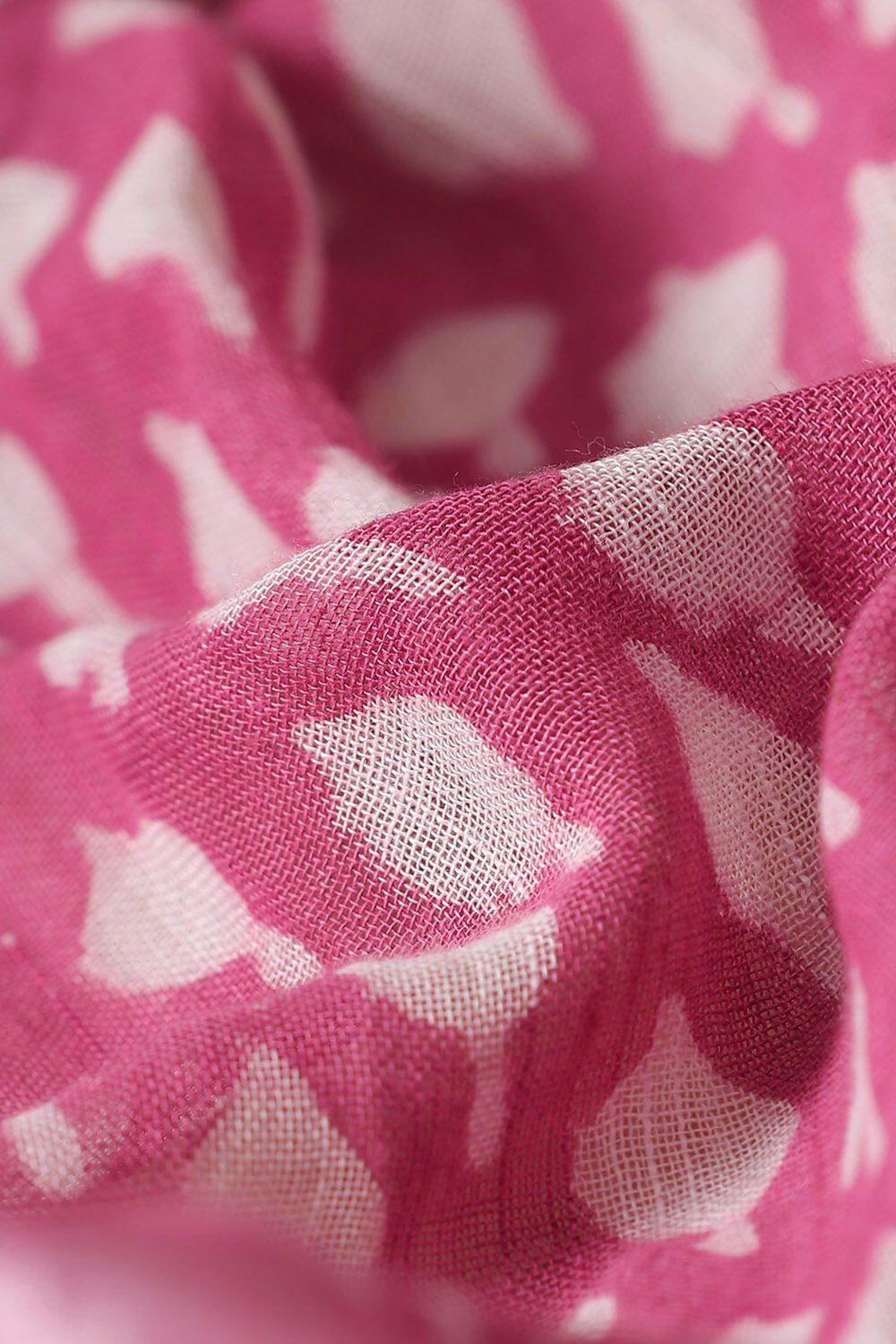 Dark Pink Pure Cotton Linen Bagru Printed Saree image number null