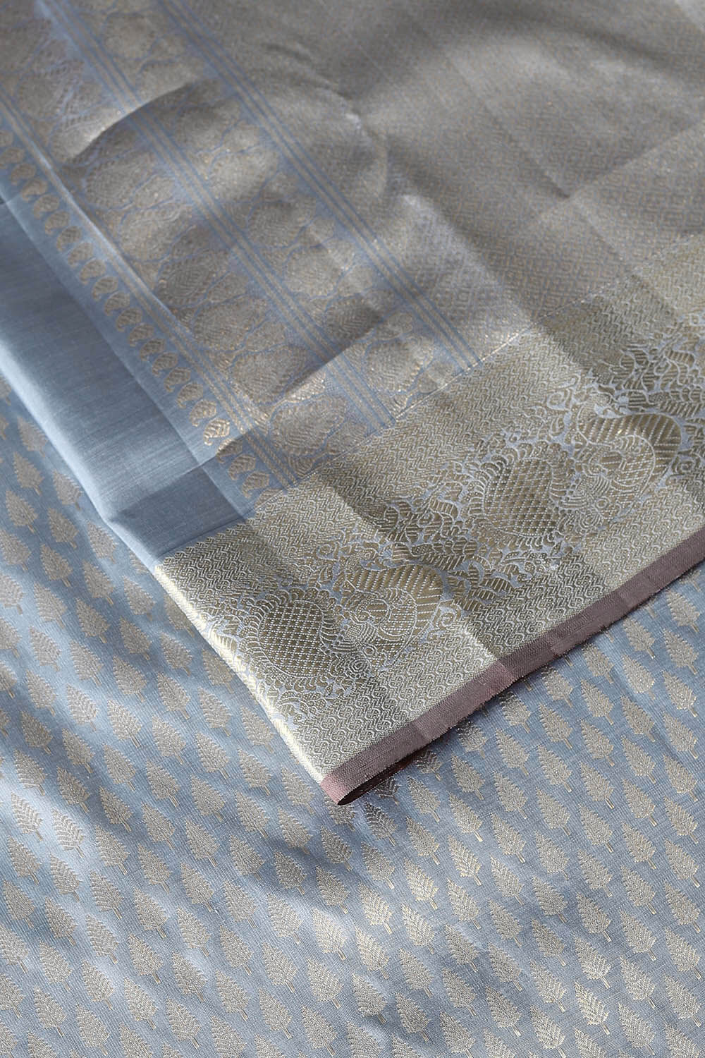 Grey Pure Silk Kanjivaram Saree image number null