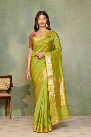 Green Silk Viscose Cutwork Banarasi Saree thumbnail image number null