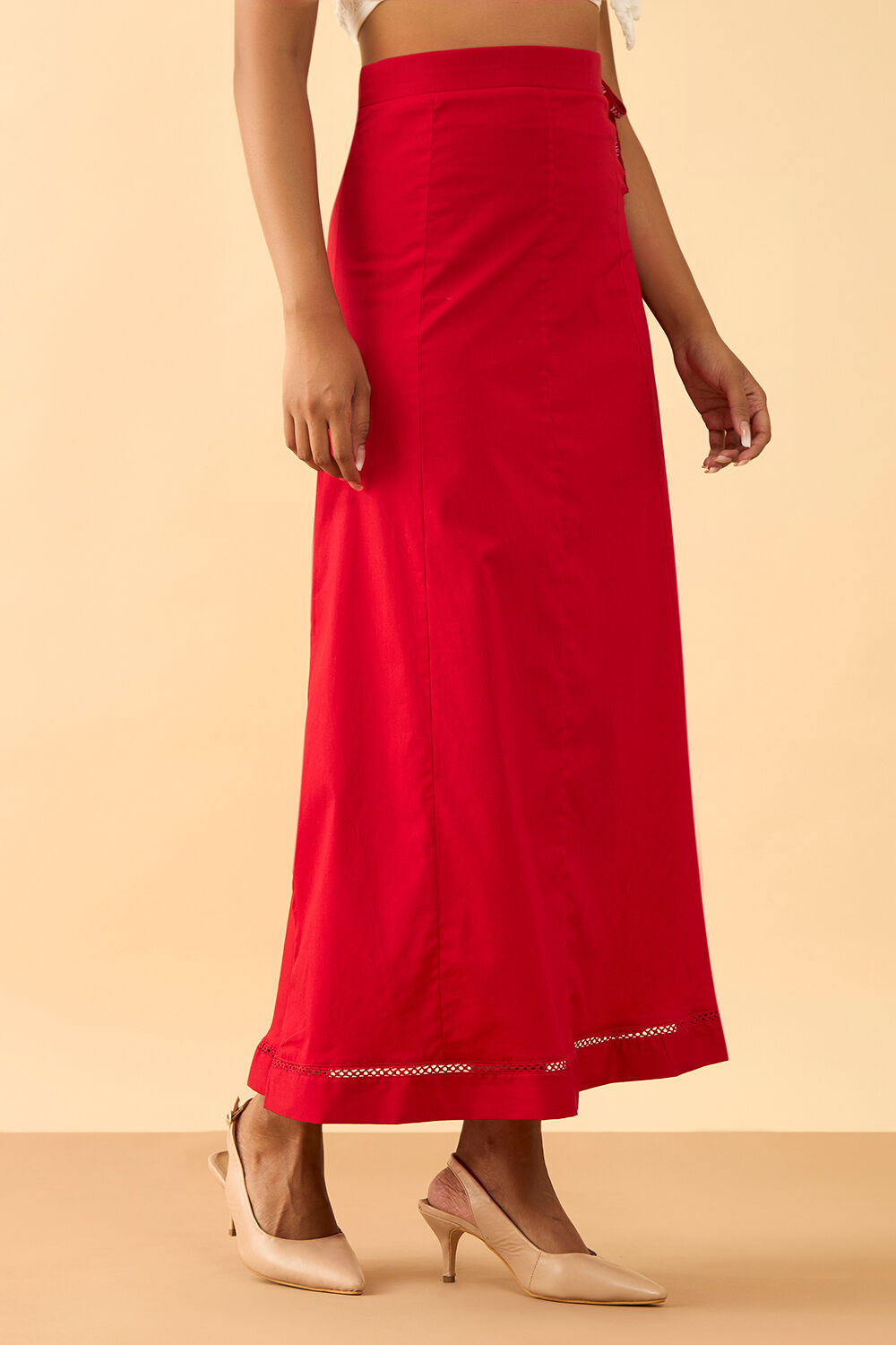 Light Red Woven Cotton Lycra Inskirt image number null