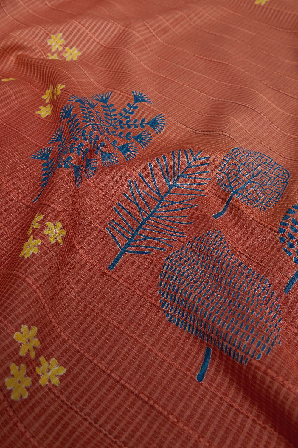 Orange Chattisgarh Block Printed Pure Tussar Silk Saree image number null