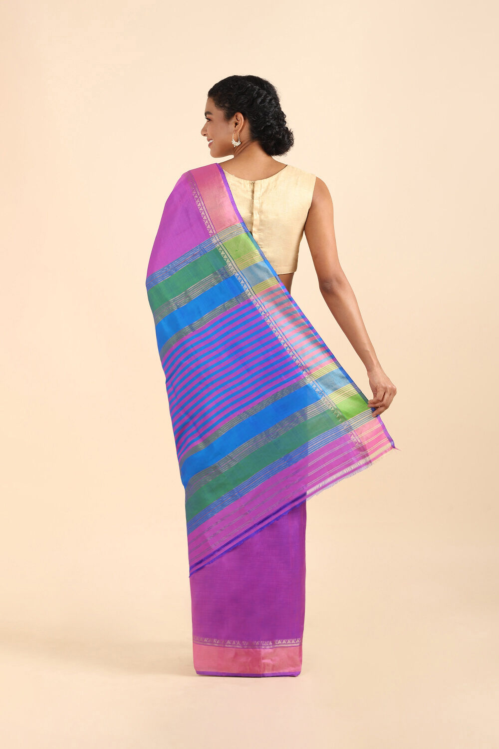 Violet Pure Silk Woven Saree image number null