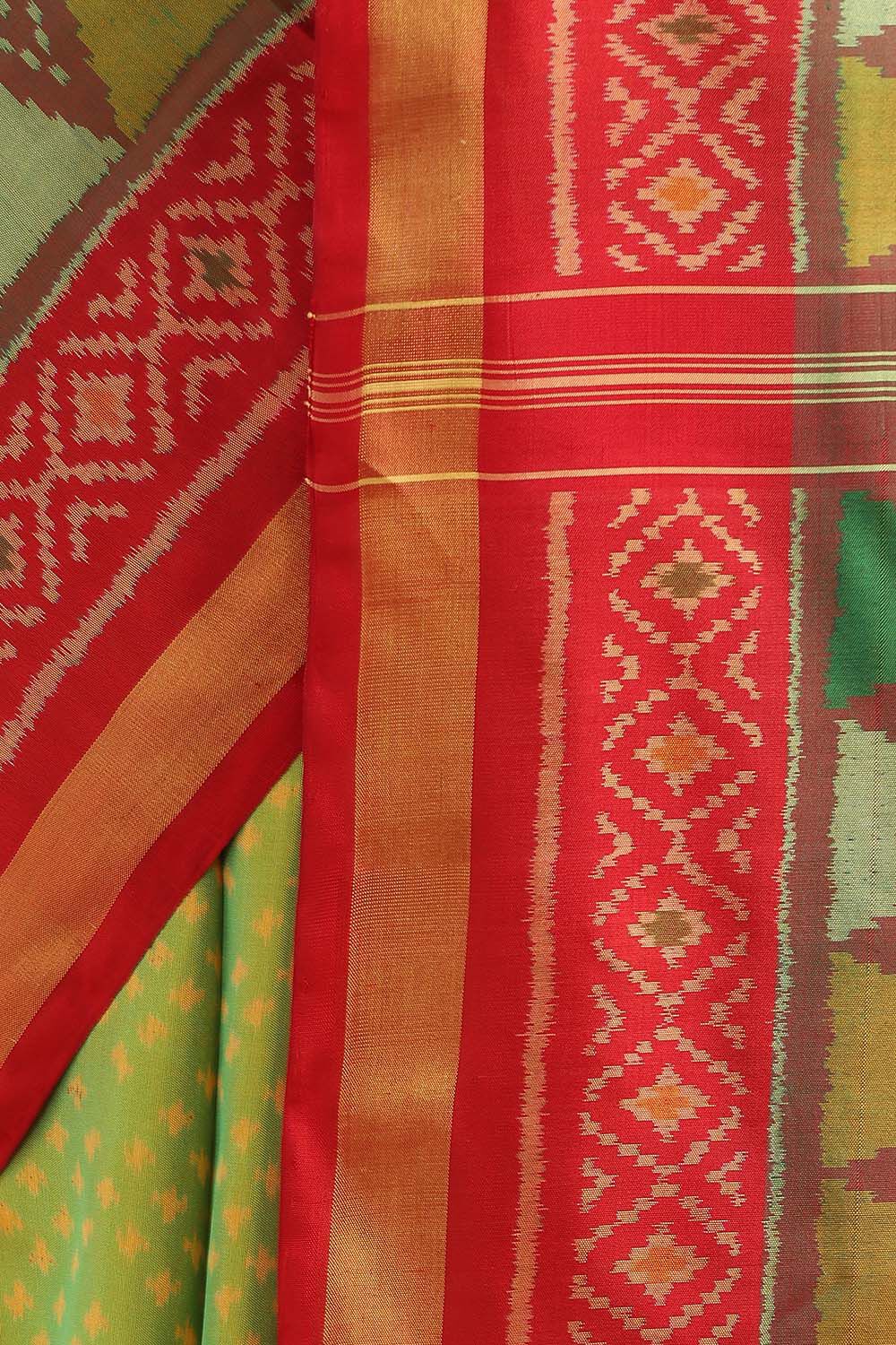 Light Green Pure Silk Rajkot Patola Ikat Saree image number null