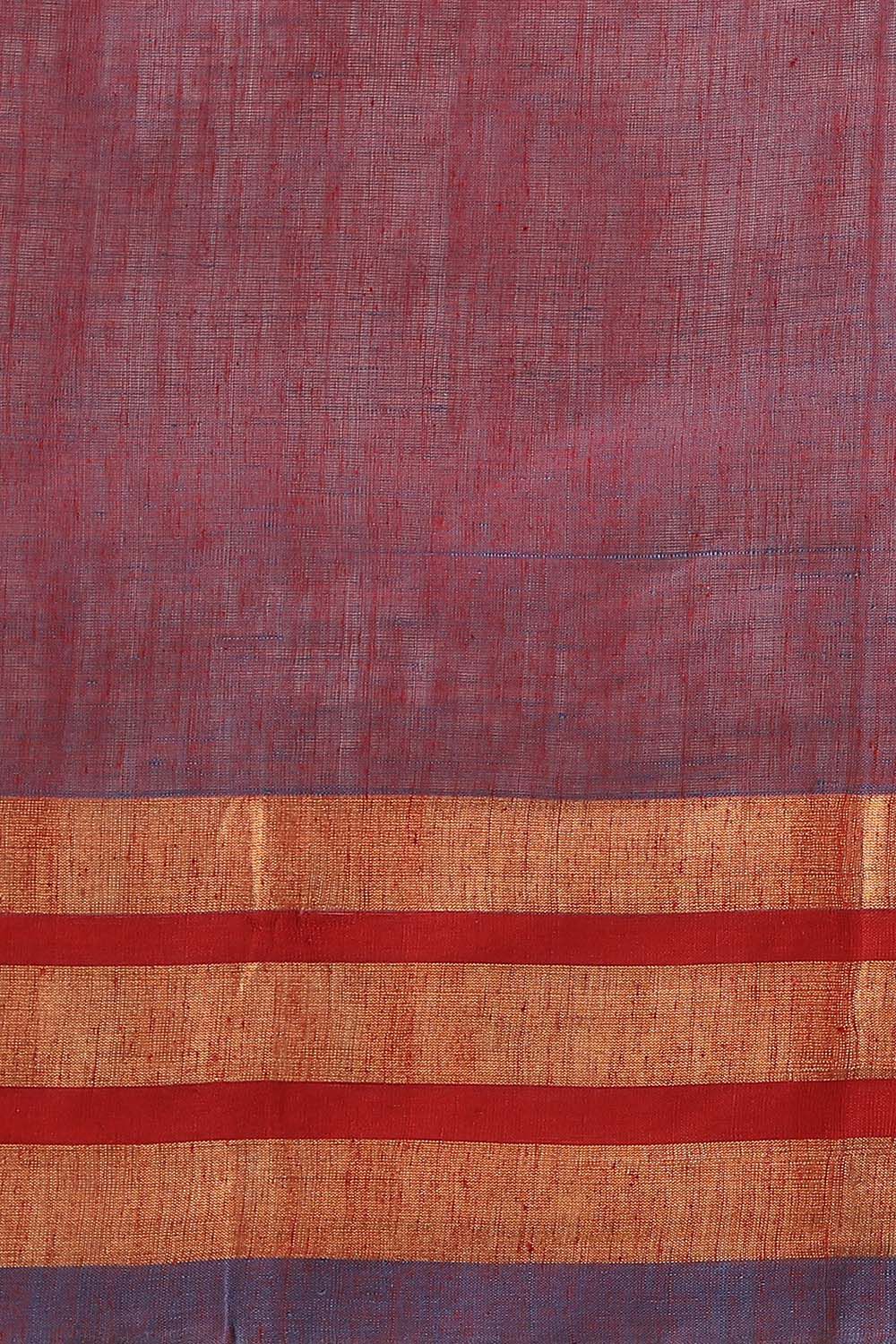 Blue Pure Khadi Cotton Ponduru Jamdani Saree image number null