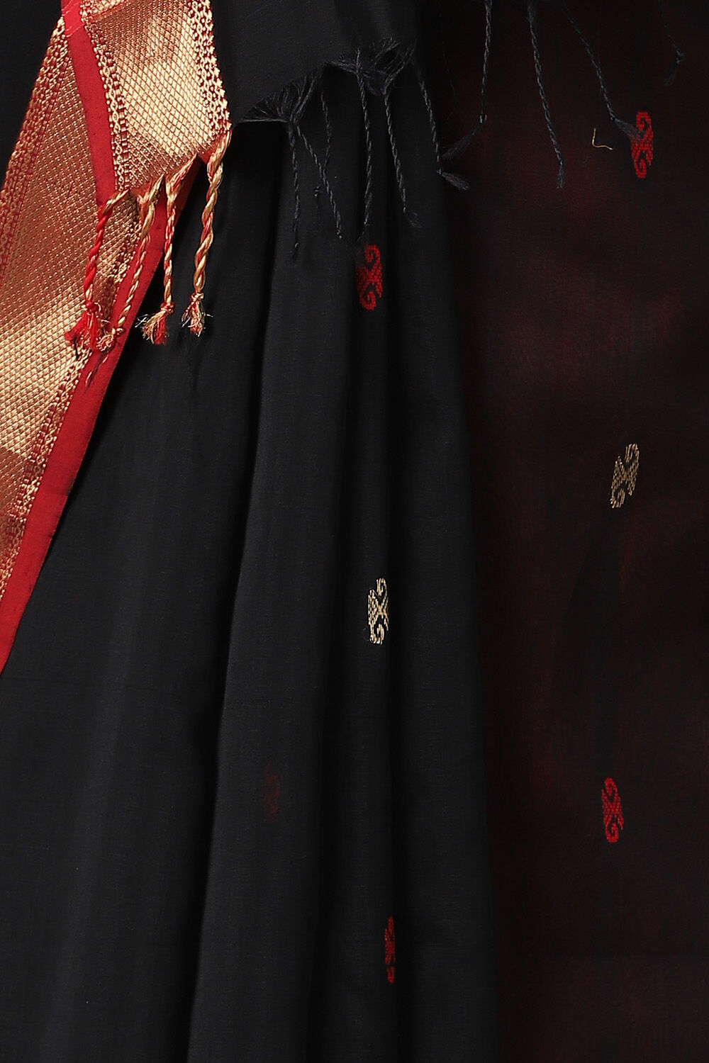 Black Pure Silk Cotton Maheswari Saree image number null