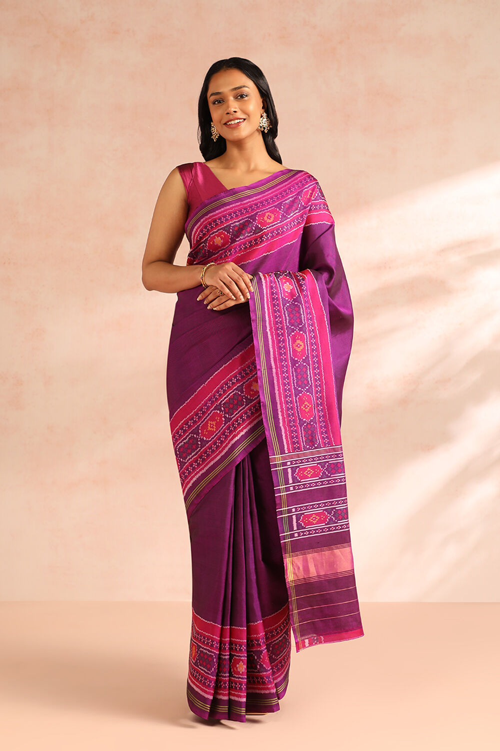 Purple Rajkot Pure Silk Ikat Patola Saree image number null