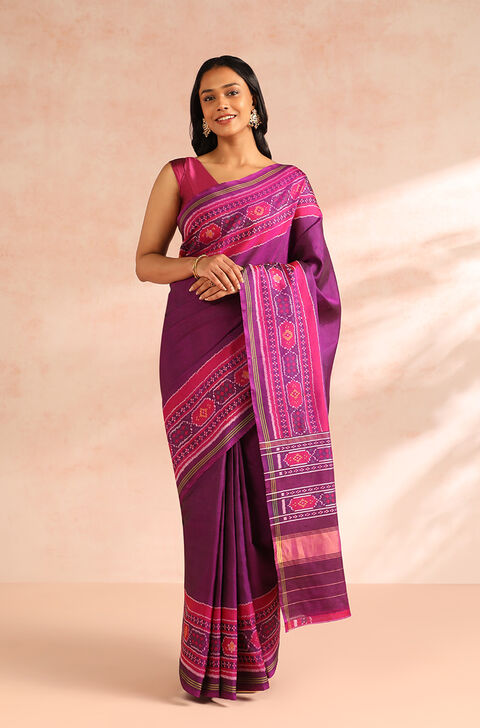 Purple Rajkot Pure Silk Ikat Patola Saree
