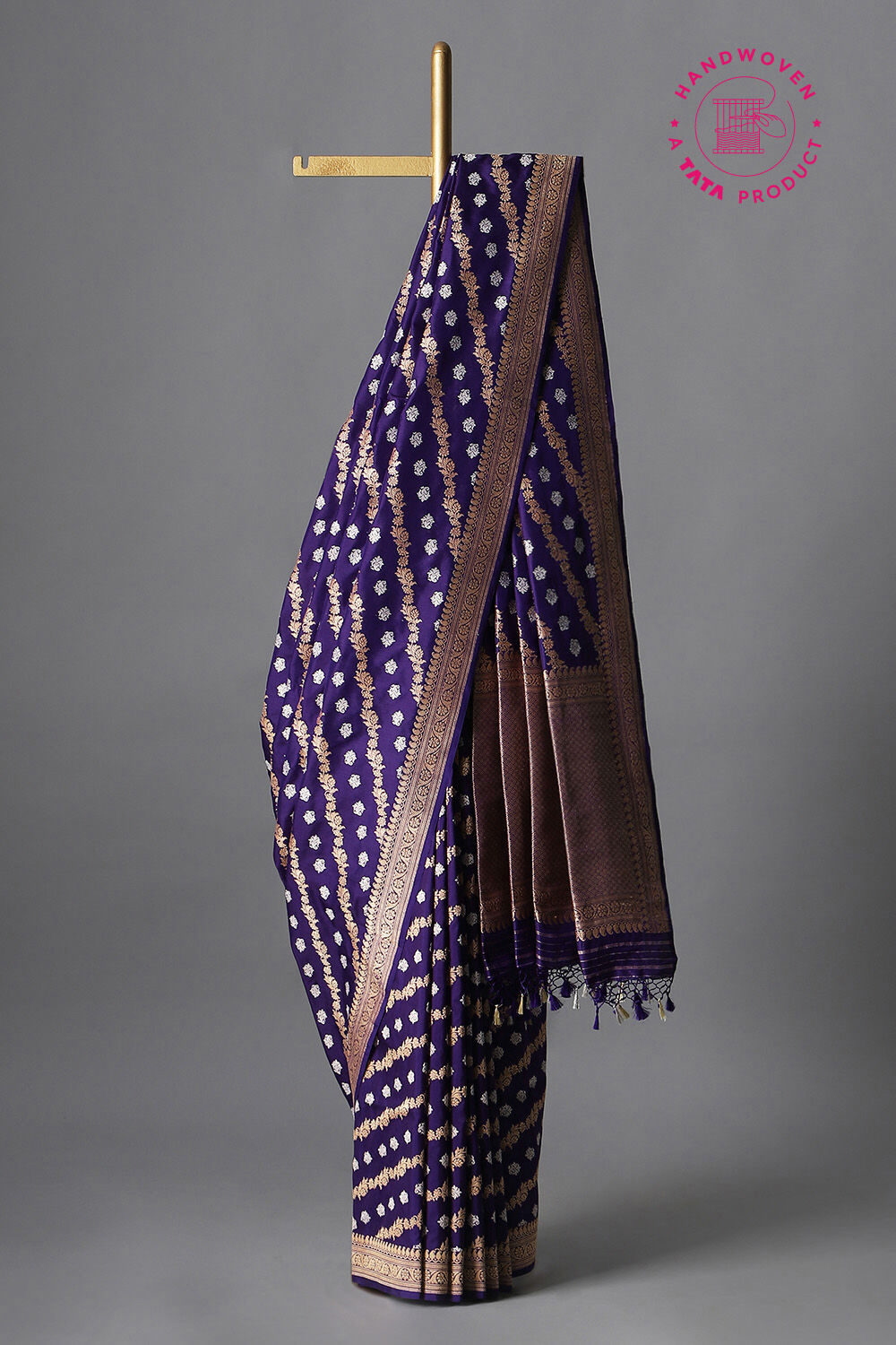 Violet Pure Silk Banarasi Saree image number null