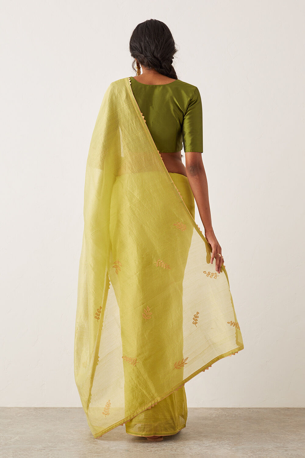 Light Green Pure Tissue Silk Embroidered Saree image number null