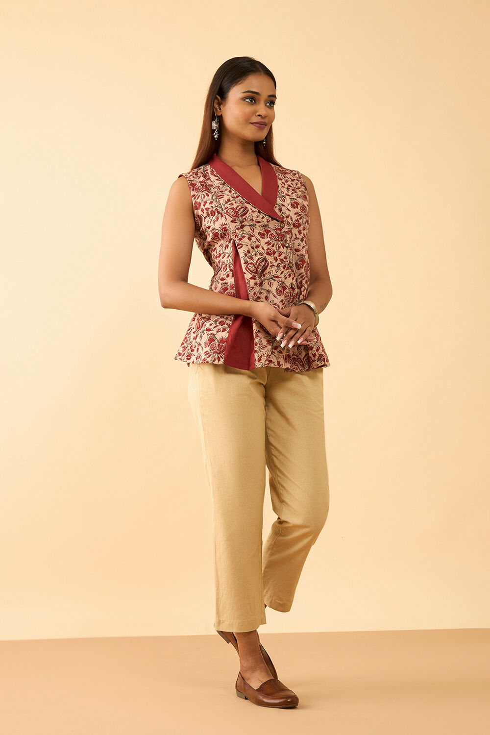 Multi Printed Kalamkari Pure Cotton Short Top image number null