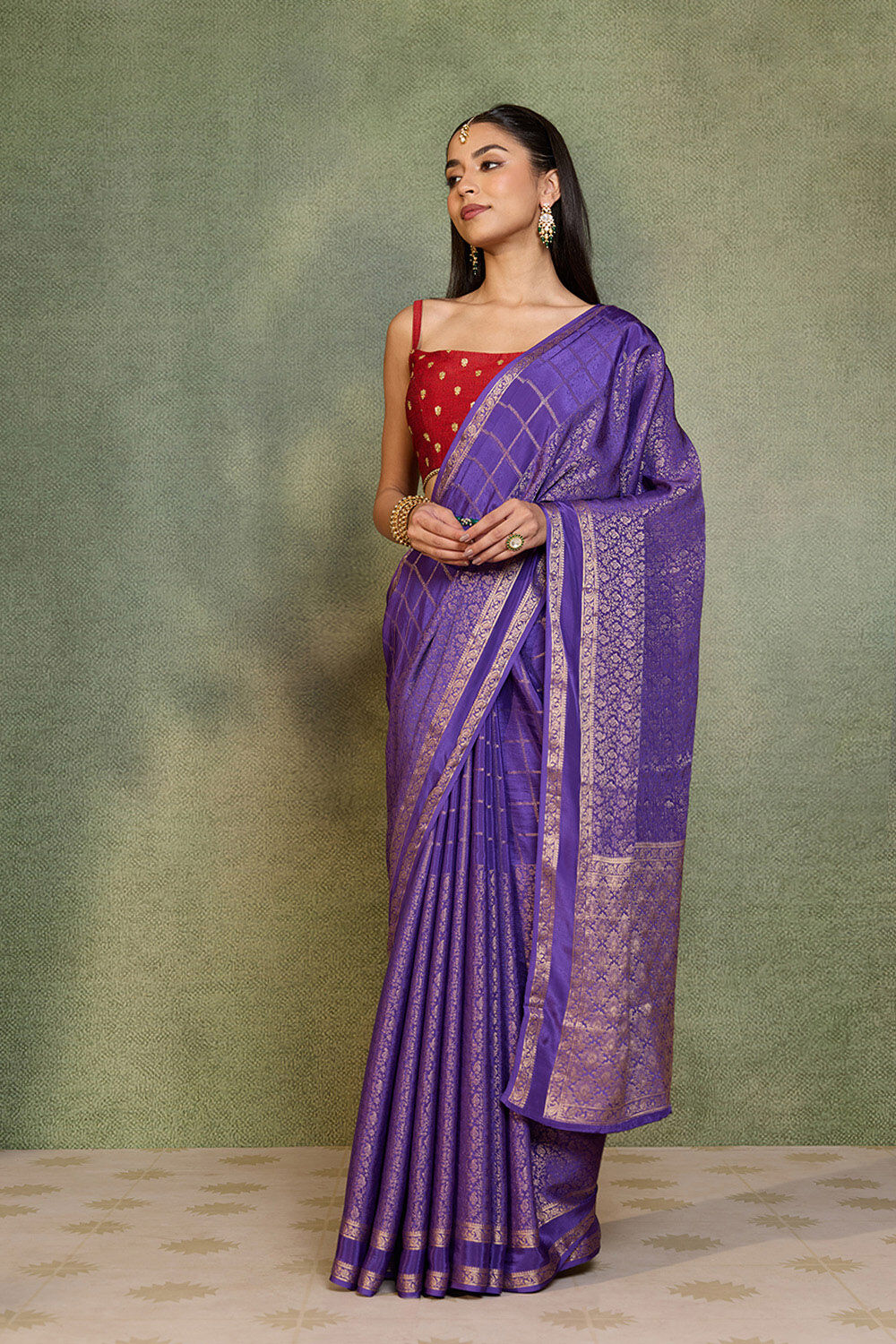 Purple Woven Pure Viscose Saree image number null