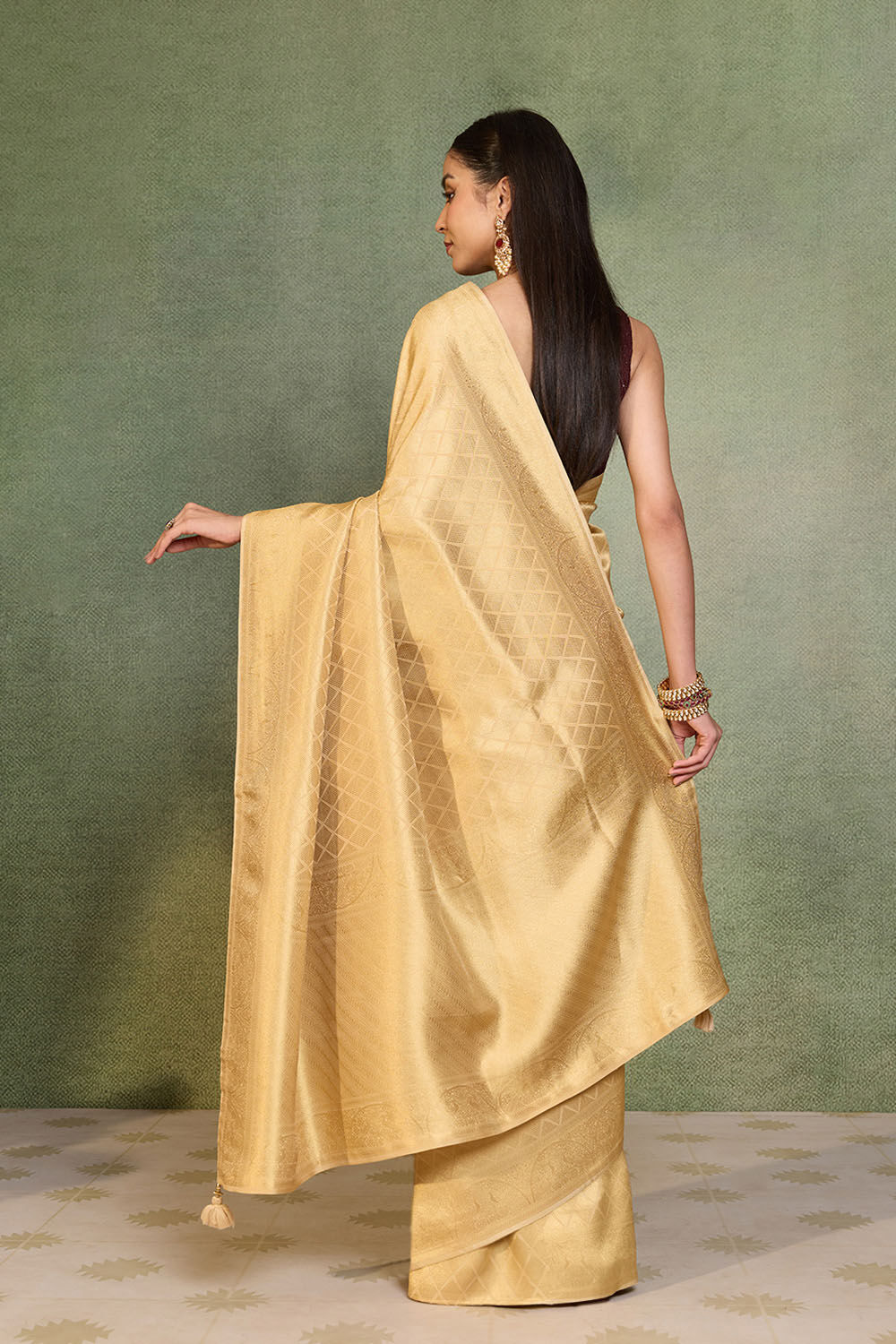 Gold Woven Pure Viscose Saree image number null