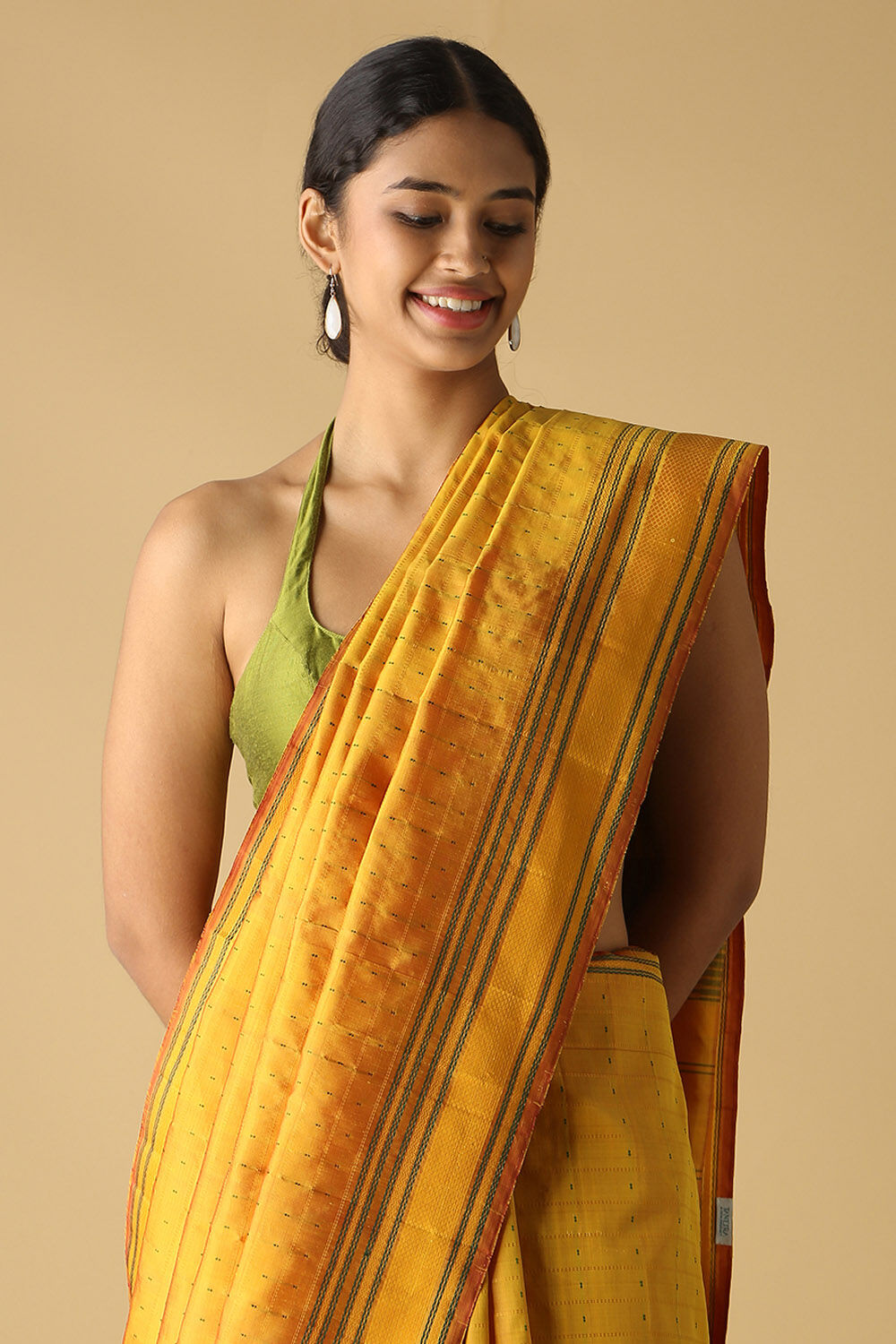 Yellow Pure Silk Kanjivaram Saree image number null