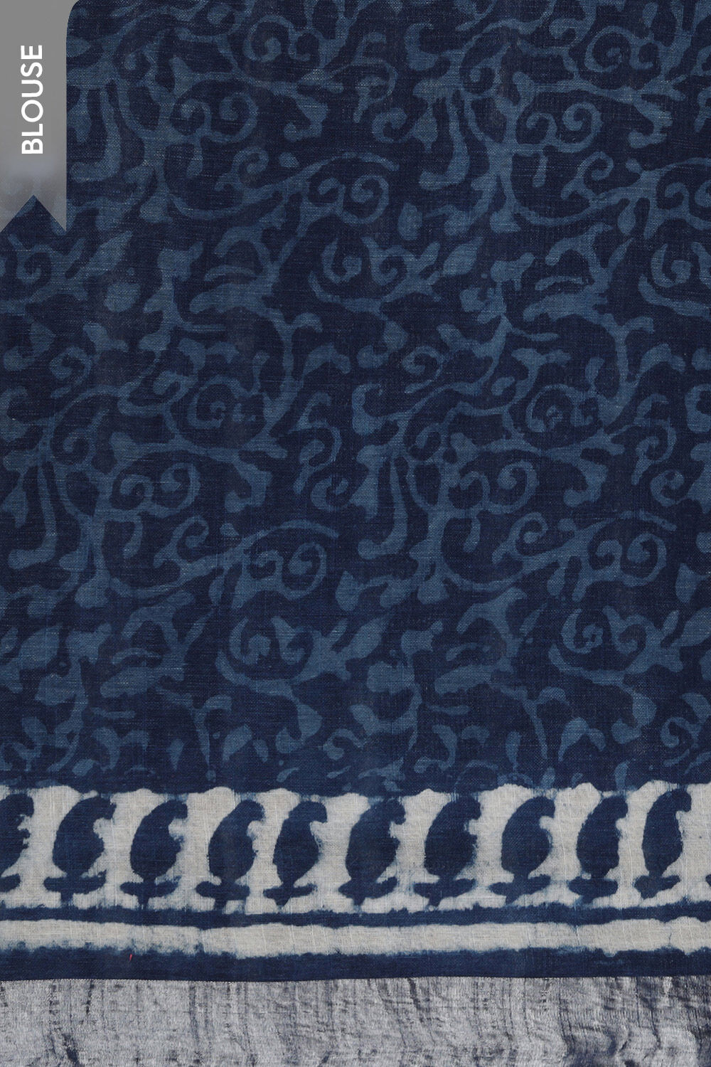 Blue Cotton Viscose Rajasthan Block Printed Saree image number null