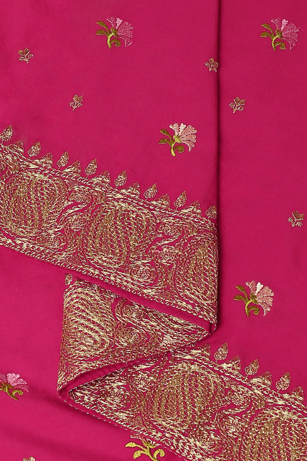 Pink Pure Cotton Embroidered Saree image number null