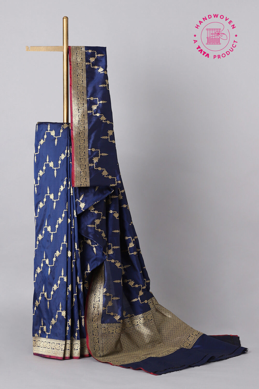 Dark Blue Pure Silk Banarasi Saree image number null