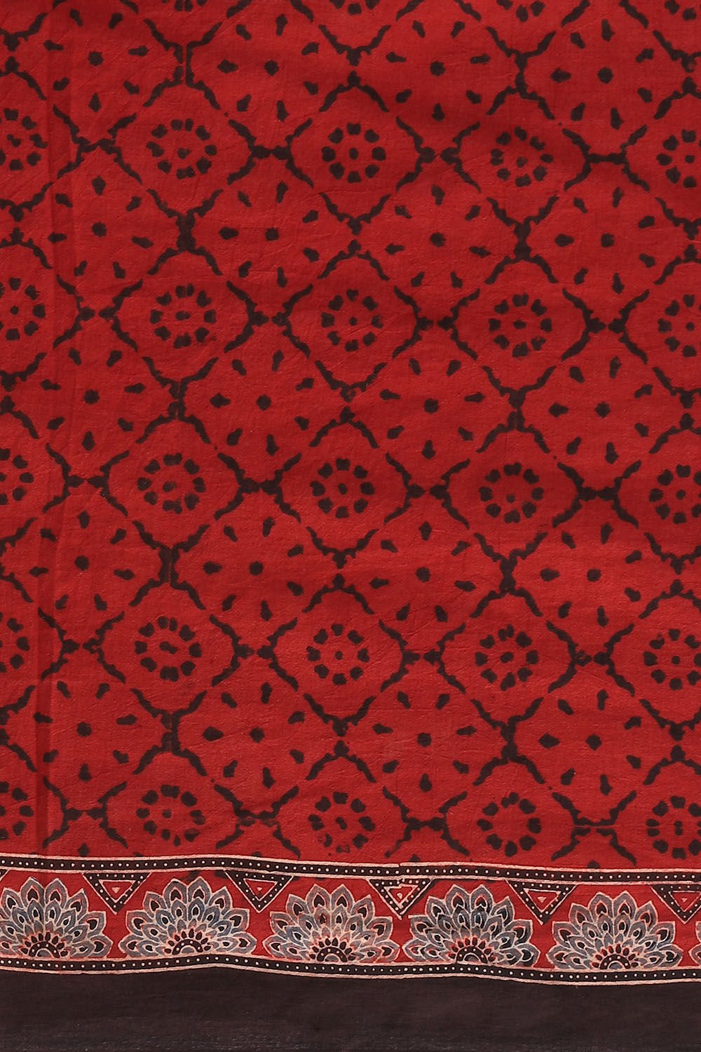 Red Pure Cotton Ajrakh Printed Saree image number null