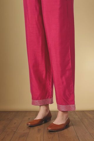 Dark Pink Viscose Embroidered Trouser thumbnail image number null