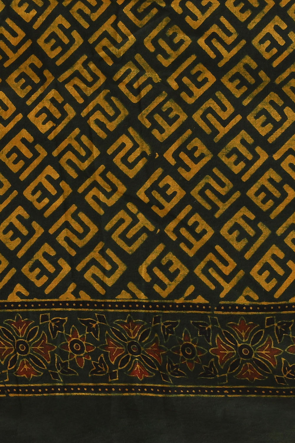 Green Pure Cotton Ajrakh Printed Saree image number null