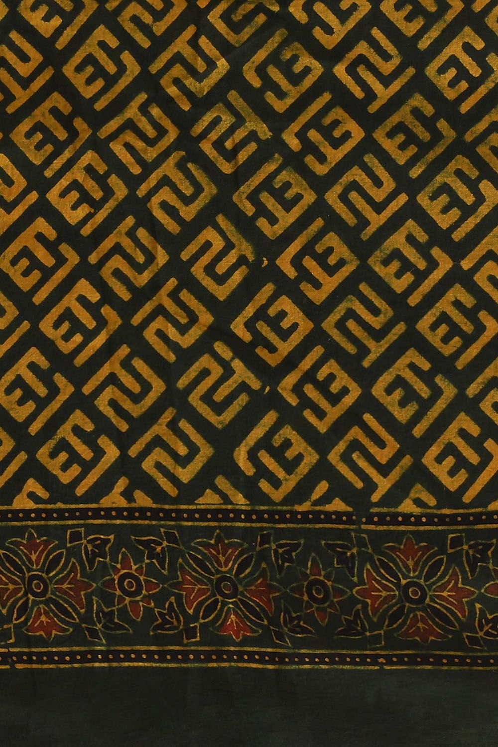Green Pure Cotton Ajrakh Printed Saree image number null