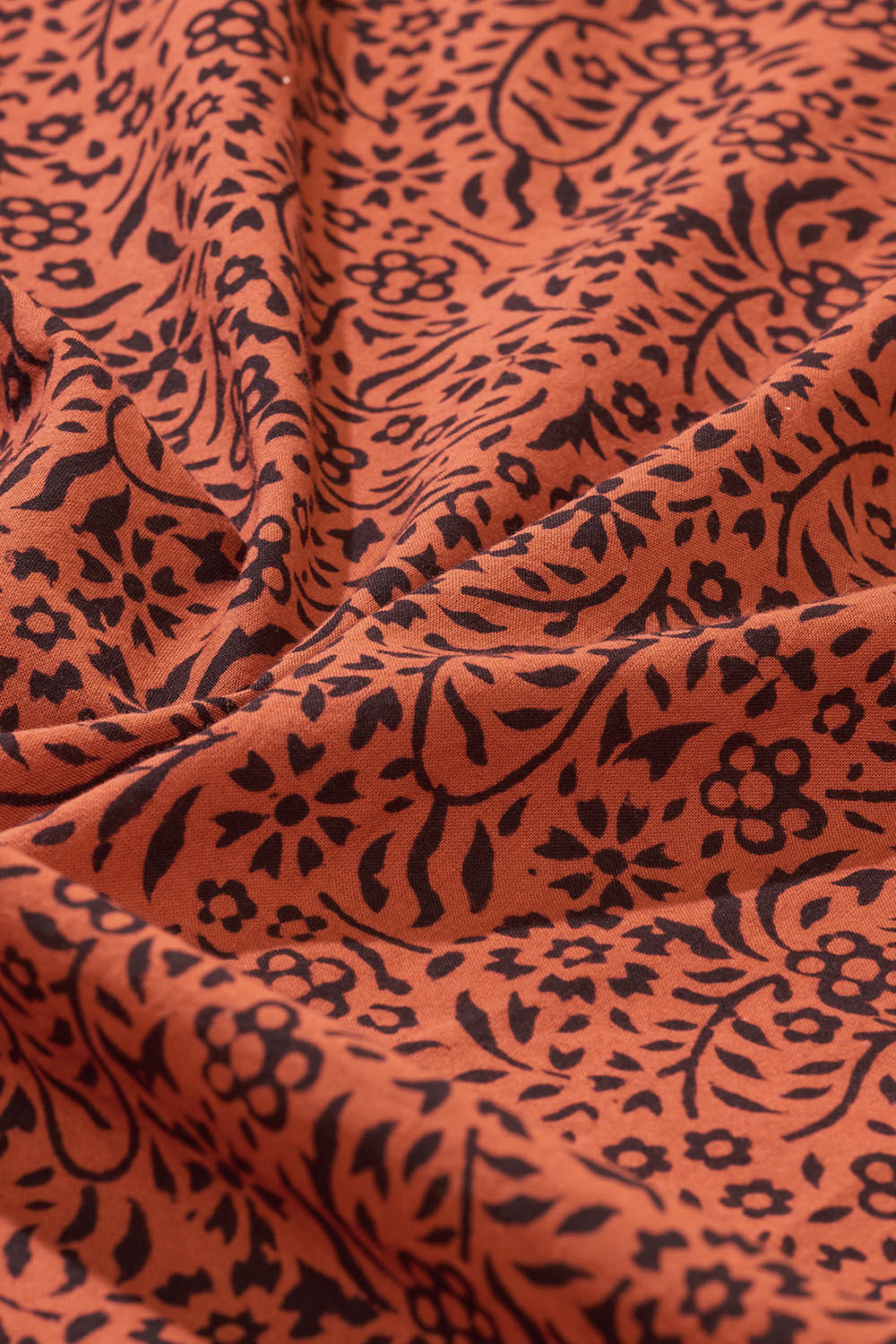 Dark Orange Bagh Block Printed Pure Cotton Saree image number null