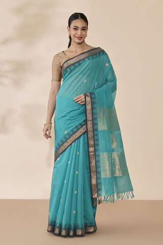 Light Blue Woven Pure Cotton Saree thumbnail image number null