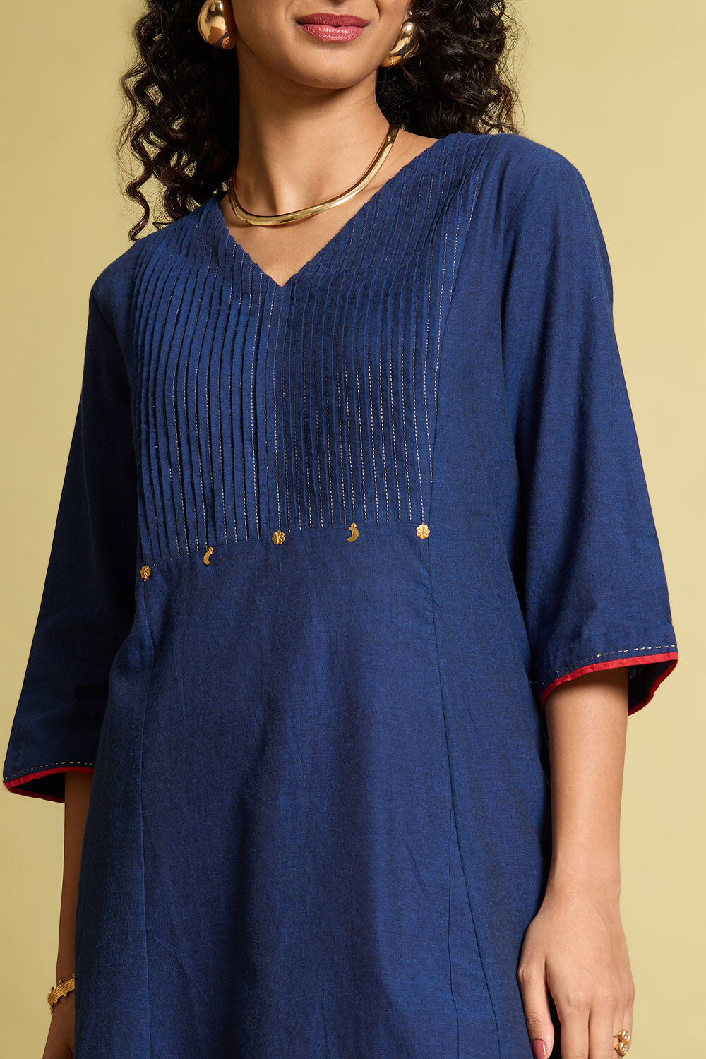 Blue Woven Pure Cotton Kurta image number null
