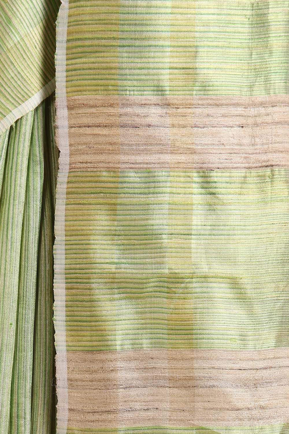 Light Green Pure Tussar Silk Bhagalpuri Saree image number null
