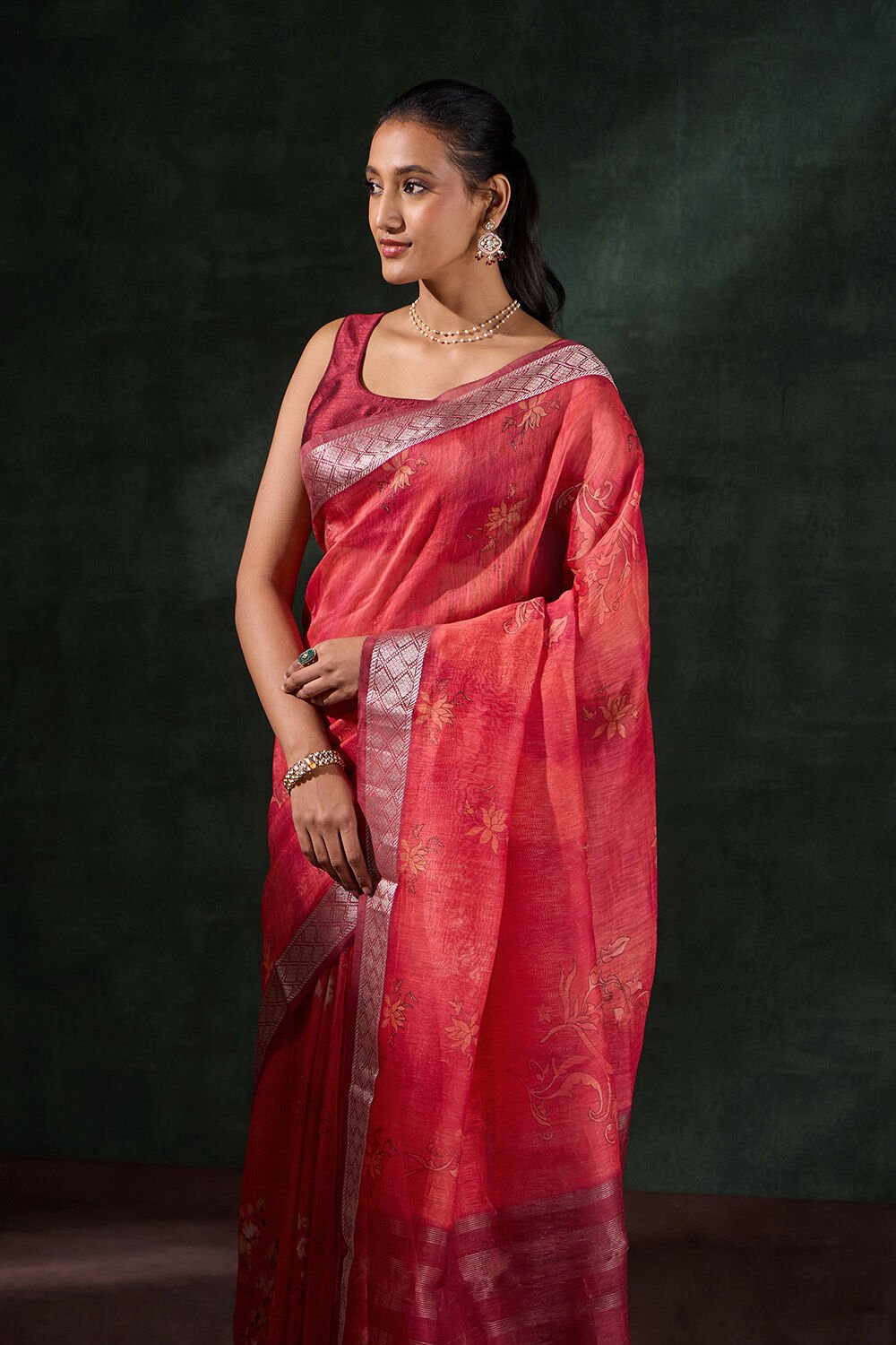Linen Saree Buy Linen Sarees Online Taneria