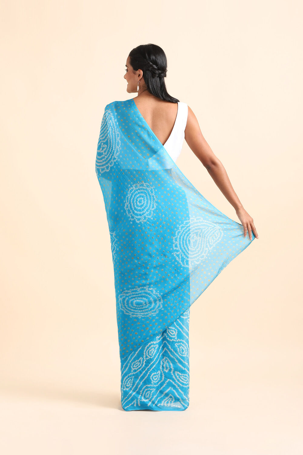 Blue Pure Georgette Bandhani Saree image number null