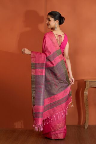 Pink Bhagalpur Woven Pure Tussar Silk Saree thumbnail image number null