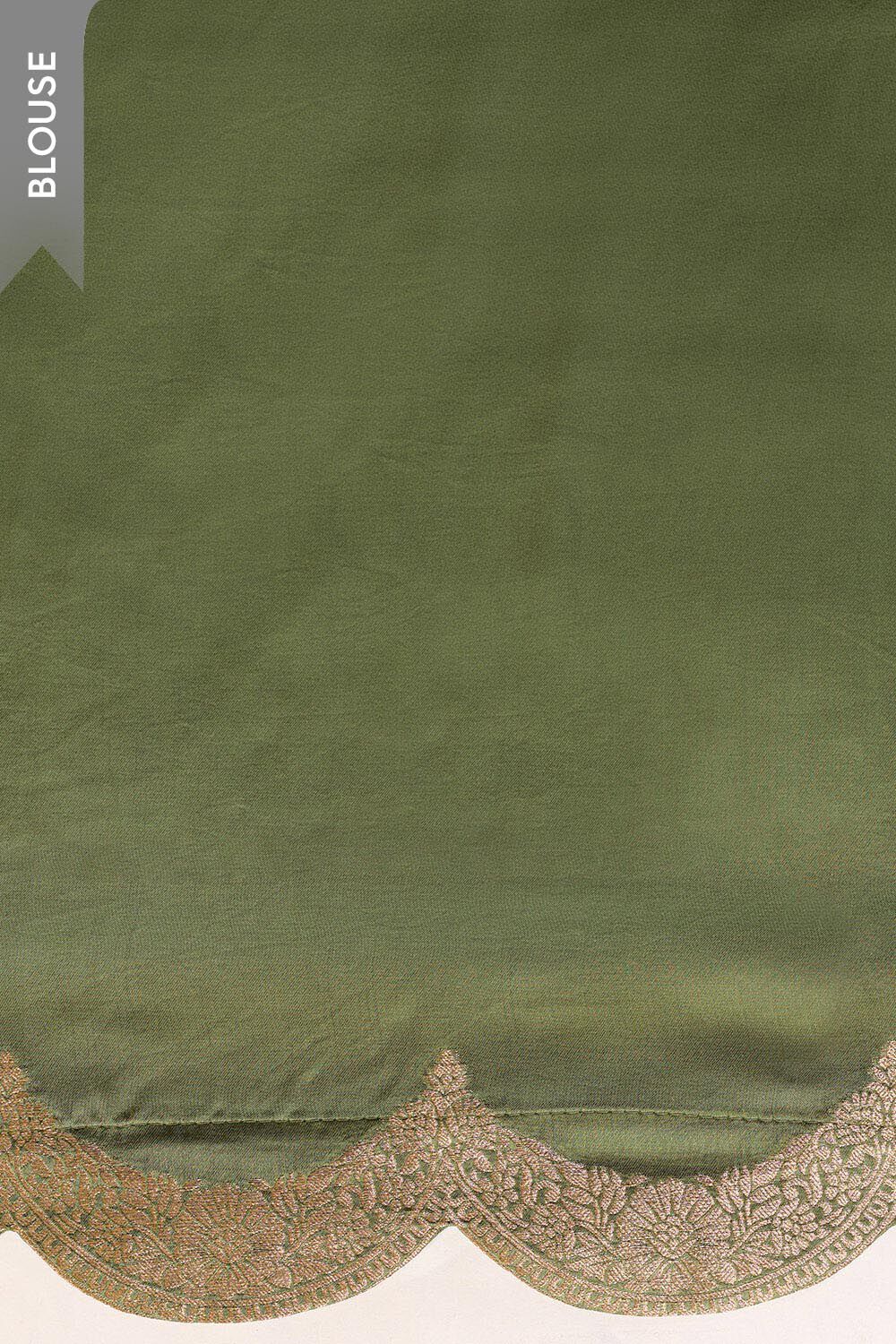 Green Woven Viscose Satin Saree image number null