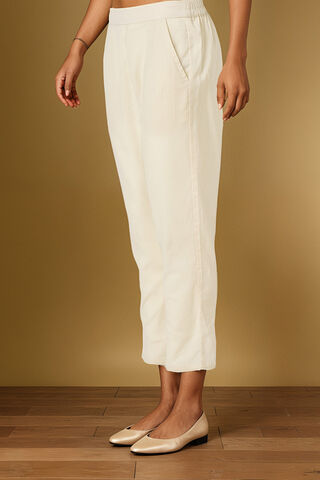 Off White Woven Pure Cotton Trouser thumbnail image number null