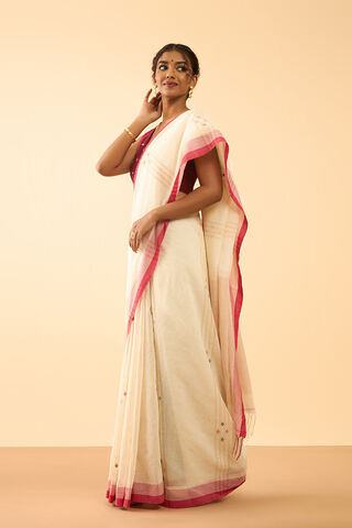 Off White Bengal Pure Cotton Jamdani Saree thumbnail image number null