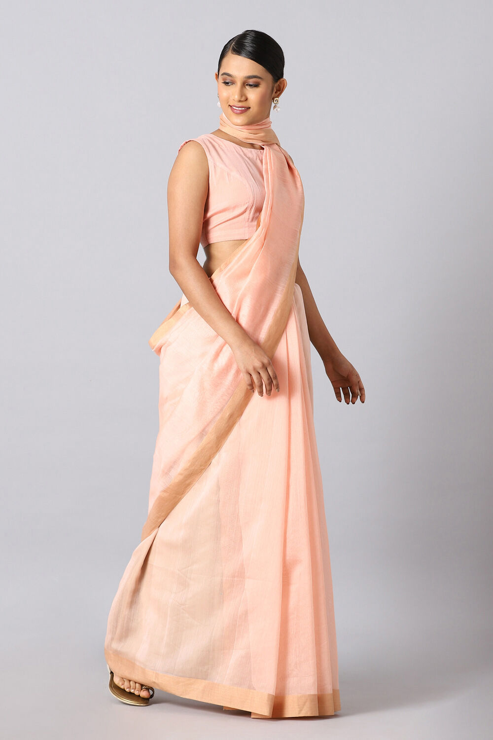 Light Pink Pure Silk Cotton Jamdani Saree image number null
